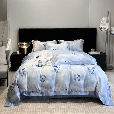 Solid Random Designs Quilts Luxury Bedding Set com bordados de seda de algodão lavado