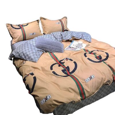 Cartão animado de poliéster simples 4 pcs lençol de cama conjunto cobertor de edredom almofada roupa de cama de casamento