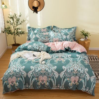 Impressão Reativa Luxury 4pcs Set de roupa de cama para personalizado Single Double Queen King Size
