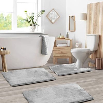 Confortável e durável Rectângulo Memória espuma Tapete de banho 3pcs Tapete de piso de banheiro