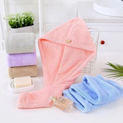 Todas as idades Banho Coral Veloz Chapéu de cabelo seco com toalha absorvente de fibra de poliéster