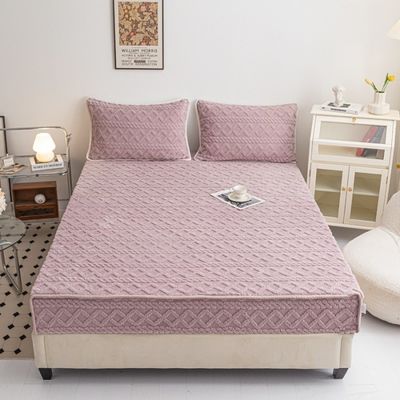 Capa de cama de veludo de coral quente de inverno de peça única com esteira antiderrapante Ideal para casa