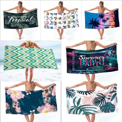 Toalha de praia livre de areia 100% poliéster personalizada com desenhos personalizados Logotipo impresso personalizado