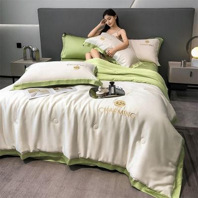 Luxo de seda lavada com bordados Set de colcha de verão 4 peças 3 peças sem perda de cabelo sono saudável