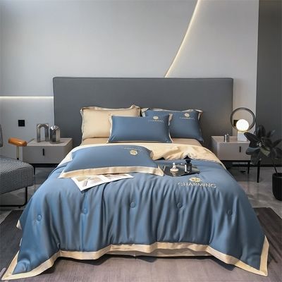 Luxo de seda lavada com bordados Set de colcha de verão 4 peças 3 peças sem perda de cabelo sono saudável