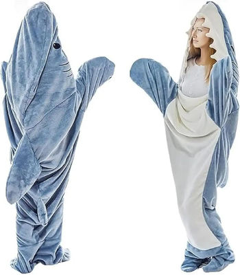 Camisola com manta de tubarão com padrão escovado Super suave de flanela Usável para adultos e crianças