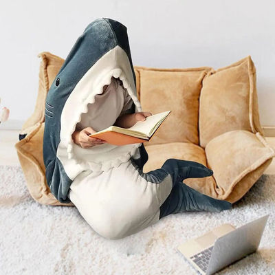 Camisola com manta de tubarão com padrão escovado Super suave de flanela Usável para adultos e crianças