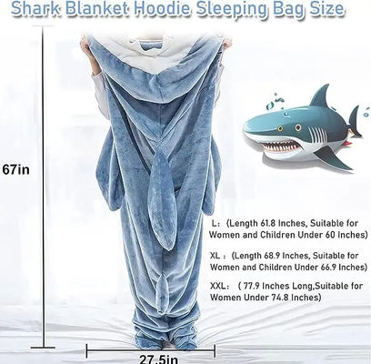 Camisola com manta de tubarão com padrão escovado Super suave de flanela Usável para adultos e crianças