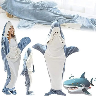 Camisola com manta de tubarão com padrão escovado Super suave de flanela Usável para adultos e crianças