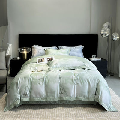 Solid Random Designs Quilts Luxury Bedding Set com bordados de seda de algodão lavado