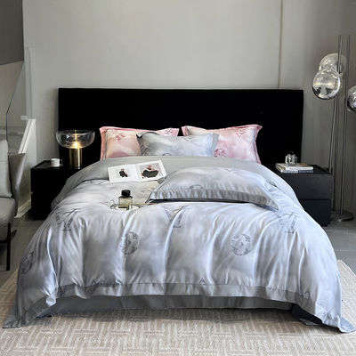 Solid Random Designs Quilts Luxury Bedding Set com bordados de seda de algodão lavado