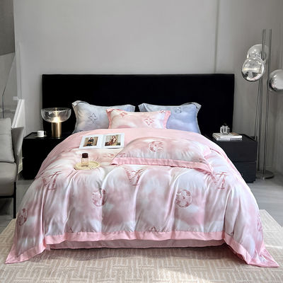 Embroidery de seda de algodão lavado 4 Pcs Set de roupa de cama Sustentável e elegante Confort Set