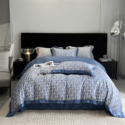 Solid Random Designs Quilts Luxury Bedding Set com bordados de seda de algodão lavado