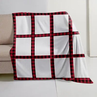 Poliéster Natal Impresso Subbank Lançar cobertor com Painel de Plaid Vermelho e Tassel Trim