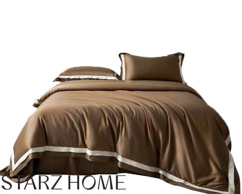 Set de roupa de cama 100% de algodão de tamanho personalizado Cobertura de cobertor e lençol de cama para hotéis de luxo de 5 estrelas