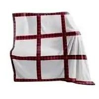 Poliéster Natal Impresso Subbank Lançar cobertor com Painel de Plaid Vermelho e Tassel Trim