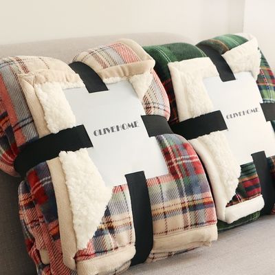 Sofá em placas personalizado popular flanel sherpa fleece lançar cobertor para altos padrões
