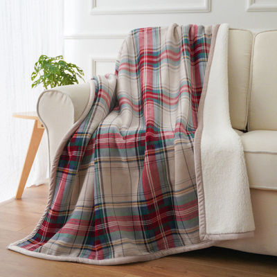 Sofá em placas personalizado popular flanel sherpa fleece lançar cobertor para altos padrões
