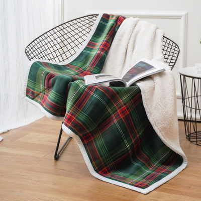 Sofá em placas personalizado popular flanel sherpa fleece lançar cobertor para altos padrões