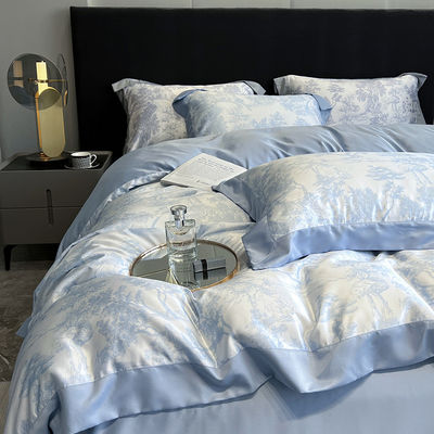 Luxo Lavado de Algodão de Seda bordado 4 Pcs Set de roupa de cama para King Size Conforter Set
