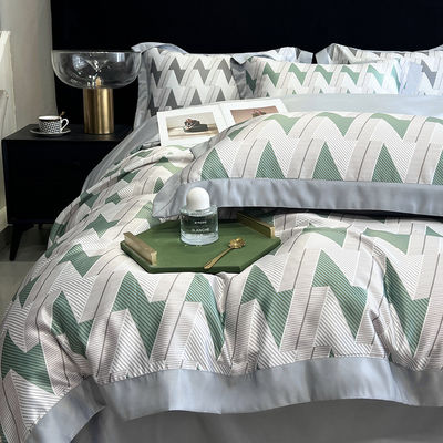 Luxo Lavado de Algodão de Seda bordado 4 Pcs Set de roupa de cama para King Size Conforter Set