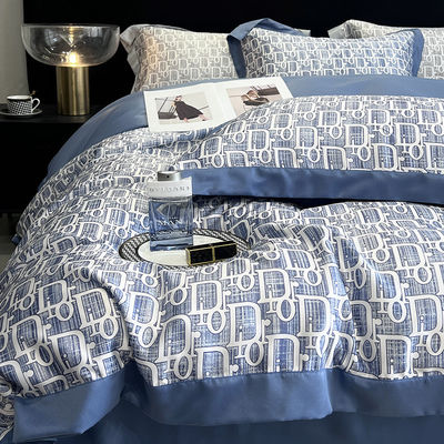 Luxo Lavado de Algodão de Seda bordado 4 Pcs Set de roupa de cama para King Size Conforter Set
