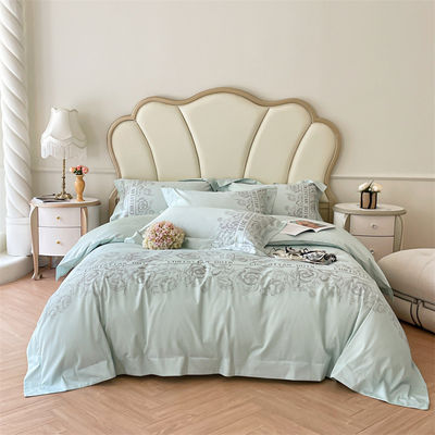 200TC Embroidery de seda de algodão lavado 4 Pcs Set de roupa de cama King Size com contagem de fios 200TC