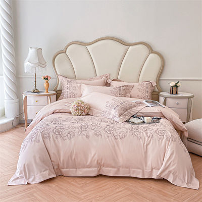 200TC Embroidery de seda de algodão lavado 4 Pcs Set de roupa de cama King Size com contagem de fios 200TC