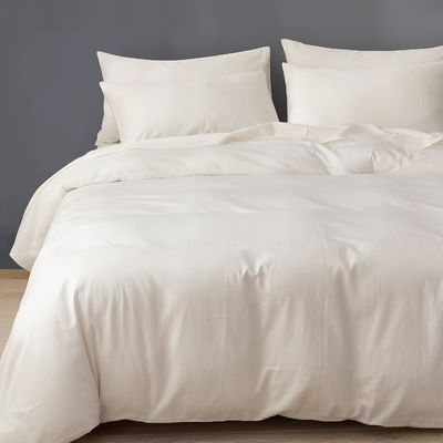 Largo de algodão de tecido orgânico de densidade de roupa de cama Set Creme 3Pcs Cobertura de cobertor 100% algodão