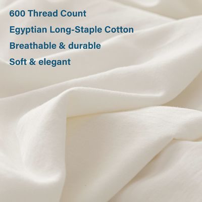 Largo de algodão de tecido orgânico de densidade de roupa de cama Set Creme 3Pcs Cobertura de cobertor 100% algodão