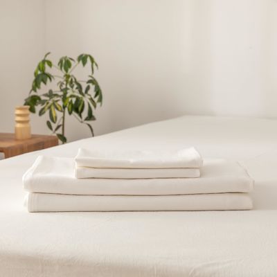 Largo de algodão de tecido orgânico de densidade de roupa de cama Set Creme 3Pcs Cobertura de cobertor 100% algodão