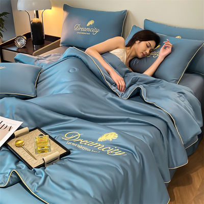 Set de colcha de Verão Silky Tencel 4 Colchas finas de seda de gelo para lavagem em máquina 60 Número de tecidos