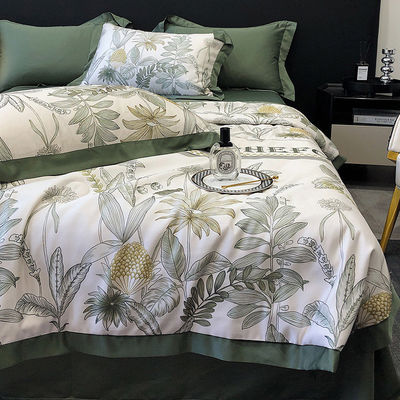 Quilt de Verão de Impressão Europeu Amigável à Pele Set de Quatro em Quilt de Regalo de Seda de Gelo Suave