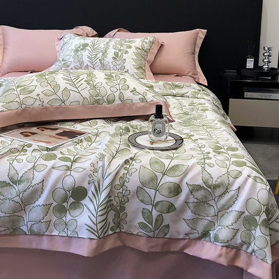 Quilt de Verão de Impressão Europeu Amigável à Pele Set de Quatro em Quilt de Regalo de Seda de Gelo Suave