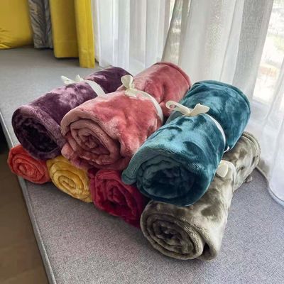 Poliéster de cor sólida Coral Fleece Blanket para casa e escritório decoração