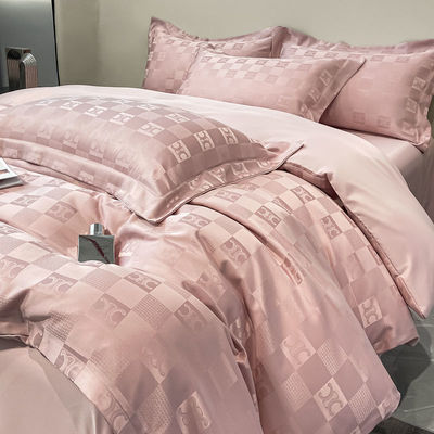Chapas de cama de luxo de padrão sólido para luxo leve Satin Jacquard 4 peças