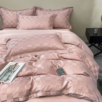 Chapas de cama de luxo de padrão sólido para luxo leve Satin Jacquard 4 peças