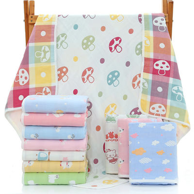 Toalha de banho de muselina de seis camadas com Dobby Border Soft Absorbent e 100% material de algodão