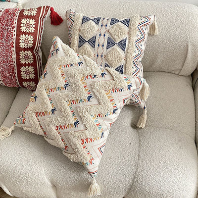 Dimensão personalizada Tufted Linho Impresso Capa de almofada para o sofá Decorativo em estilo étnico