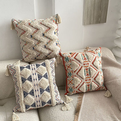 Dimensão personalizada Tufted Linho Impresso Capa de almofada para o sofá Decorativo em estilo étnico