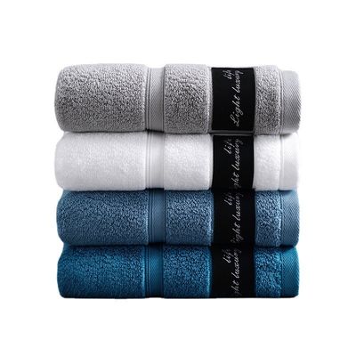 Hotel de luxo 100% algodão banho branco Toalha facial de mão com logotipo de bordado personalizado