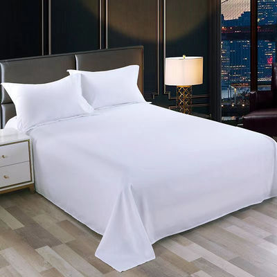 80 Fabric Count Set de lençóis de hotel de algodão para lençóis personalizados em cor branca