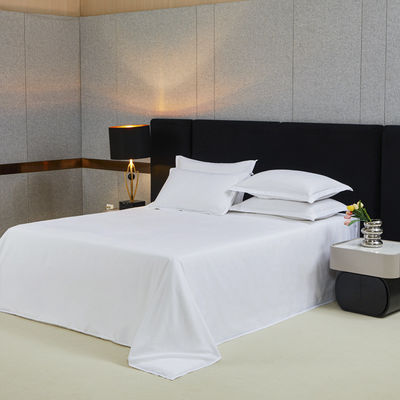 80 Fabric Count Set de lençóis de hotel de algodão para lençóis personalizados em cor branca