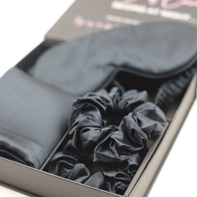 Modelo sólido Logotipo personalizado Satin Silk Eye Mask Set Box para sono tranquilo e amigável para a pele