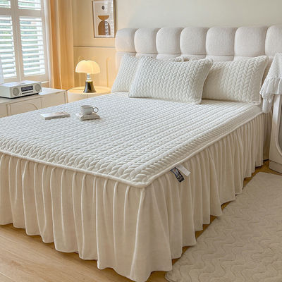 Cama de cama de veludo de coral com almofada de renda de algodão antiestático