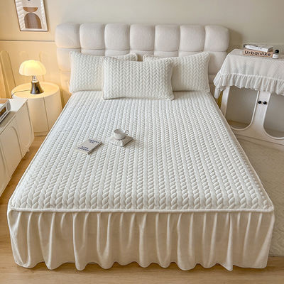 Cama de cama de veludo de coral com almofada de renda de algodão antiestático
