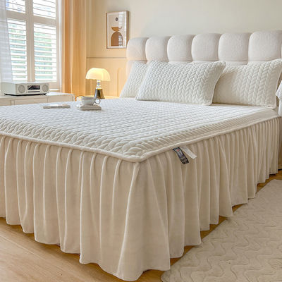 Cama de cama de veludo de coral com almofada de renda de algodão antiestático