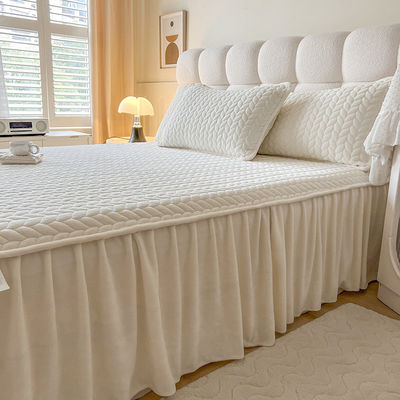 Cama de cama de veludo de coral com almofada de renda de algodão antiestático