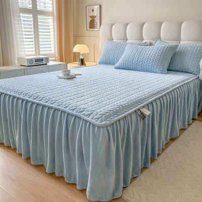 Cama de cama de veludo de coral com almofada de renda de algodão antiestático