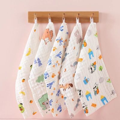 Toalha de bebê de algodão macio e suave de alta densidade 6 camadas não fluorescente 25*50cm